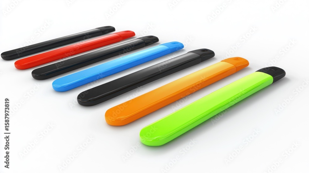 Poster 3d render lineup of squeegees on white background