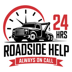 Emergency Towing Service Icon with Red Clock and Truck
