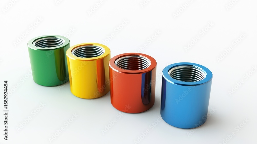 Poster 3d render lineup of socket sets on white background