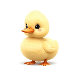 Cute Fluffy Adorable Duck Isolated on White Background