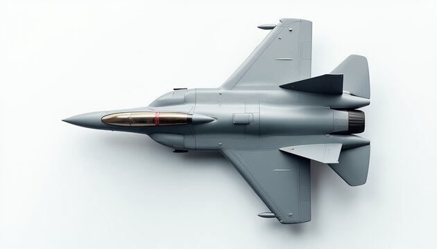 Top View of a Modern Grey Fighter Jet