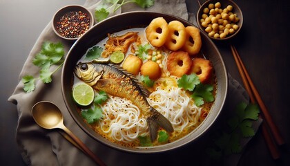 Burmese Mohinga Myanmar — Rice noodle fish soup thickened with