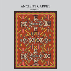 Vintage ancient eastern carpet in detail.