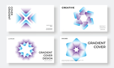 Modern vibrant gradient business card vector. Set of creative poster with colorful, circle, geometric shapes, polygon. Gradient background for brochure, flyer, wallpaper, banner, cover template.