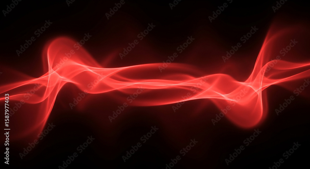 Poster abstract flowing red light waves create a mesmerizing ethereal pattern against a deep black backgrou
