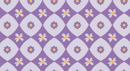 Charming daisy pattern with purple hues creates a sweet and playful design