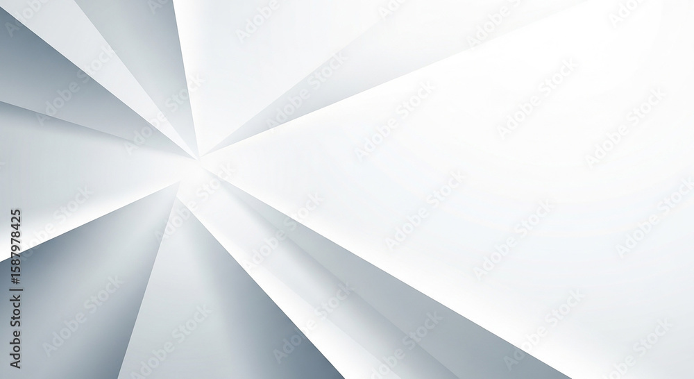 Poster abstract geometric background with sharp white and grey planes radiating from a central point creati
