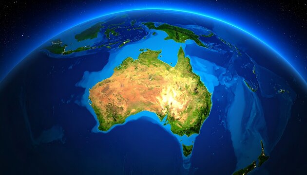 Detailed globe view focusing on Australia - Powered by Adobe