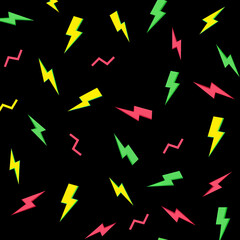 Energetic pattern showcases bolts of lightning against a black backdrop