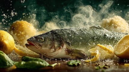 Delicious fresh fish with lemon and herbs.