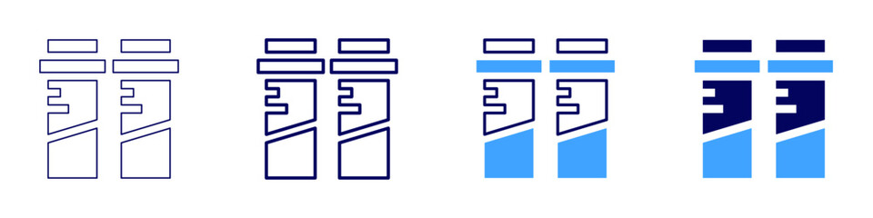 Acid dissociation icon in 4 different styles. Thin Line, Line, Bold Line, Duotone. Duotone style. Editable stroke