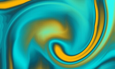 Abstract teal and gold fluid art background. Modern swirling liquid marble texture,.