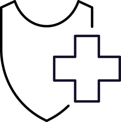 Shield by Hospital Minimalistic Outline Icon for Web and Graphic Design, Apps, Banners, Social Network and Cards