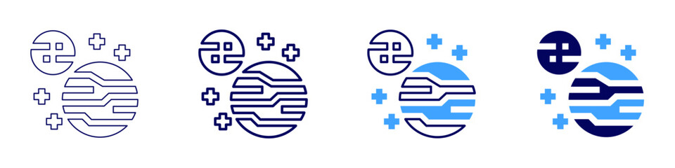 Obraz premium Comet sample icon in 4 different styles. Thin Line, Line, Bold Line, Duotone. Duotone style. Editable stroke