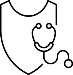 Shield with Stethoscope Minimalistic Linear Sign for Web and Graphic Design, Apps, Banners, Social Network and Cards