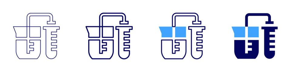 Filter flask icon in 4 different styles. Thin Line, Line, Bold Line, Duotone. Duotone style. Editable stroke