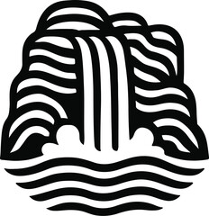 Stylized Waterfall Line Art