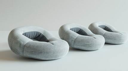 Fototapeta premium 3d render lineup of neck pillows on white background