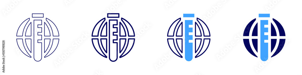 Poster flask reaction icon in 4 different styles. thin line, line, bold line, duotone. duotone style. edita