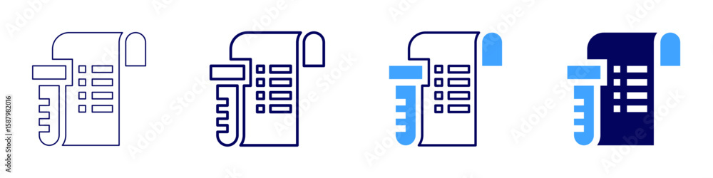 Poster flask standard icon in 4 different styles. thin line, line, bold line, duotone. duotone style. edita