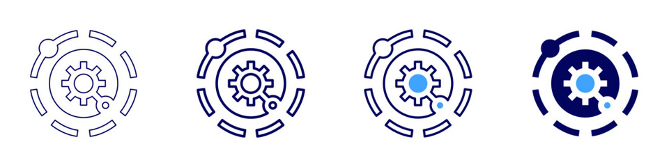 Hubble constant icon in 4 different styles. Thin Line, Line, Bold Line, Duotone. Duotone style. Editable stroke