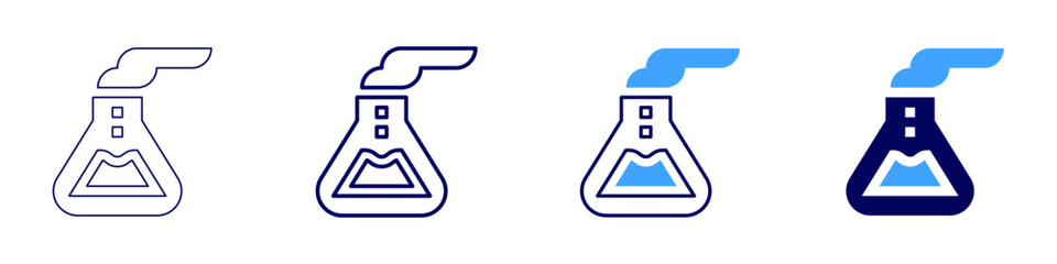 Hydrolysis process icon in 4 different styles. Thin Line, Line, Bold Line, Duotone. Duotone style. Editable stroke