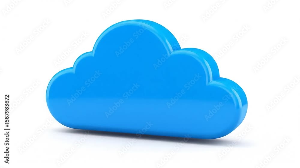 Poster animated 3d blue cloud rendering with different angles on white background footage