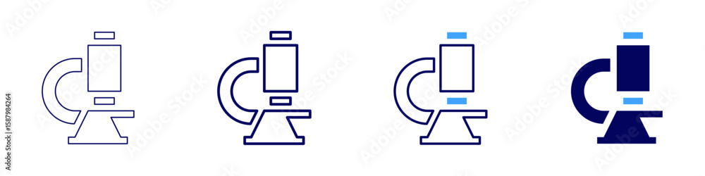 Poster microscope image icon in 4 different styles. thin line, line, bold line, duotone. duotone style. edi