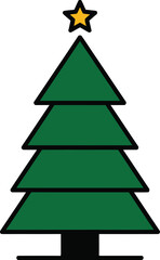 Obraz premium Simple, stylized Christmas tree graphic with a star atop.