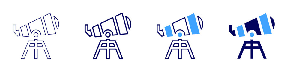 Microscope view icon in 4 different styles. Thin Line, Line, Bold Line, Duotone. Duotone style. Editable stroke