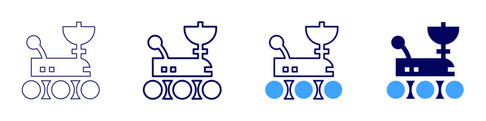 Moon rover icon in 4 different styles. Thin Line, Line, Bold Line, Duotone. Duotone style. Editable stroke