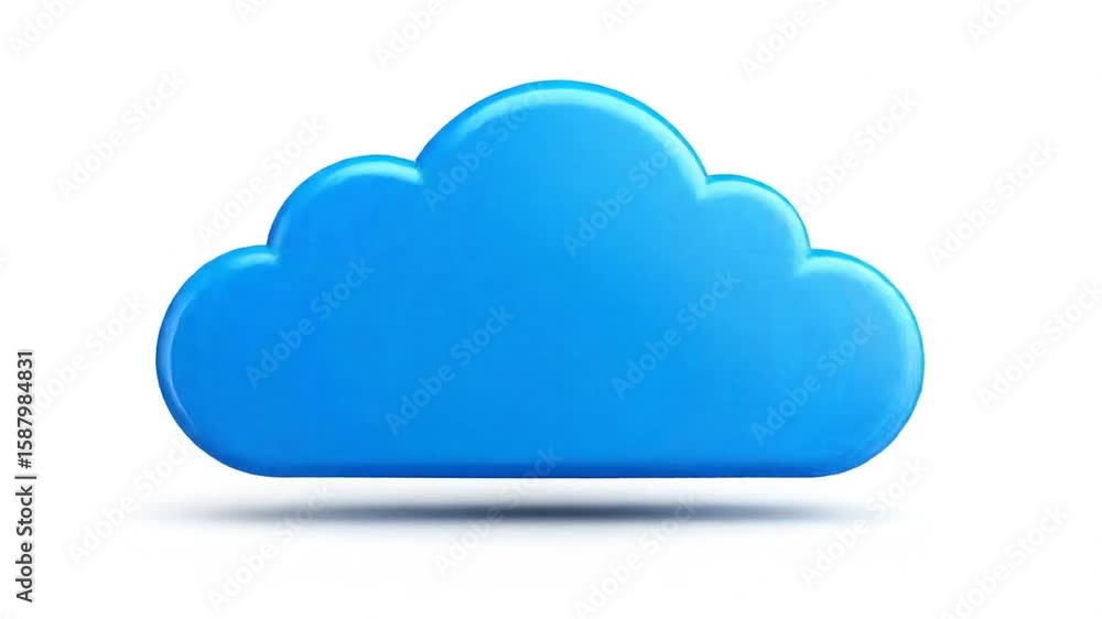 Aufkleber animated 3d blue cloud renderings on white background for cloud computing concepts