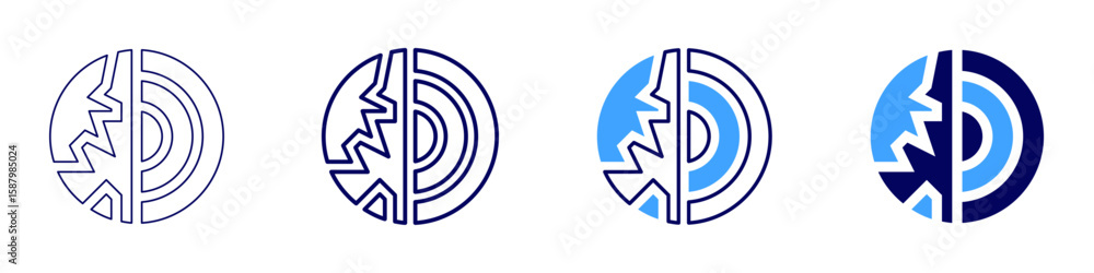 Poster planetary alignment icon in 4 different styles. thin line, line, bold line, duotone. duotone style. 