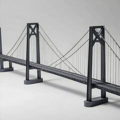 Obraz premium 3D Model of a Modern Suspension Bridge