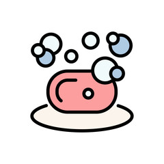 Wash hands color icon. Hygiene simple illustration. Soap for hands and body. Hands disinfection. Isolated Vector Sign.
