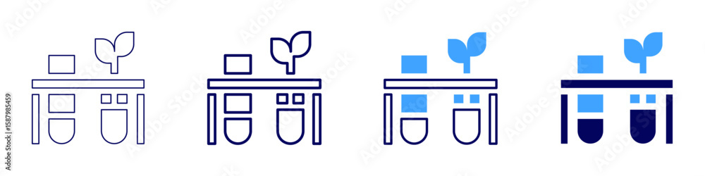 Poster round bottom flask icon in 4 different styles. thin line, line, bold line, duotone. duotone style. e