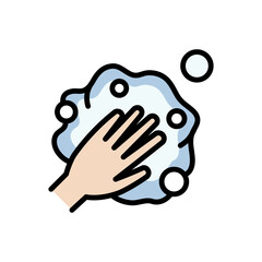 Sparkle Foam Cream on Hands. Whipped Soap on Hands. Hygiene Skin, Wash, Cleansing Icon. Isolated Color Vector illustration.