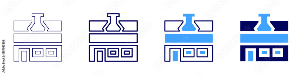 Poster separation flask icon in 4 different styles. thin line, line, bold line, duotone. duotone style. edi