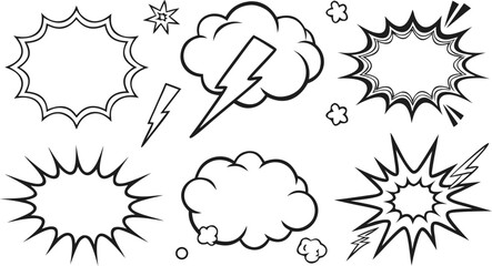 Set of Comic Style Speech Bubbles and Thought Clouds for Graphic Design Projects (Vector Illustration)