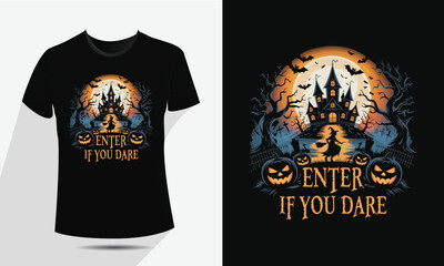 Spooky Halloween T-Shirt Design – Scary Pumpkin, Ghost & Skull Vector Art for Creepy Holiday Vibes