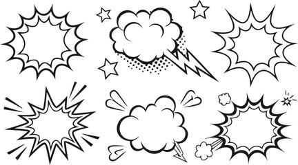 Fototapeta premium Set of Comic Style Speech Bubbles and Thought Clouds for Graphic Design Projects (Vector Illustration)