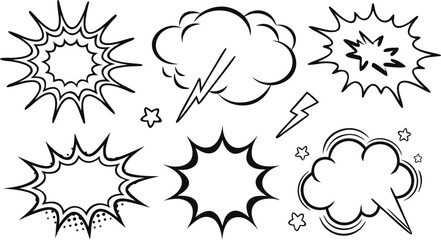 Set of Comic Style Speech Bubbles and Thought Clouds for Graphic Design Projects (Vector Illustration)