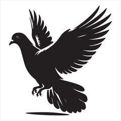 Obraz premium siting pigeon Silhouette Vector Art and Graphic vector black color silhouette , white background 