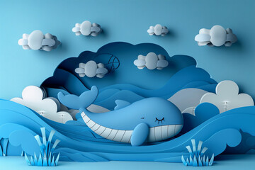 Whale in the sea in vector illustrator