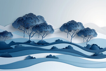 Landscape with trees and forest vector illustrator