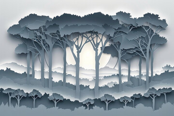 Landscape with trees and forest vector illustrator
