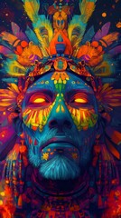 Young woman in a Venetian-inspired black mask with red and dark makeup and an artistic twist