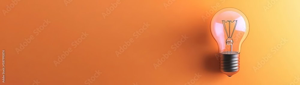 Poster bulb on orange background 3d rendering