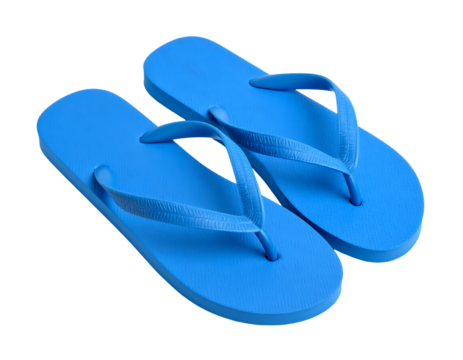 Pair of blue flip flops isolated on transparent background