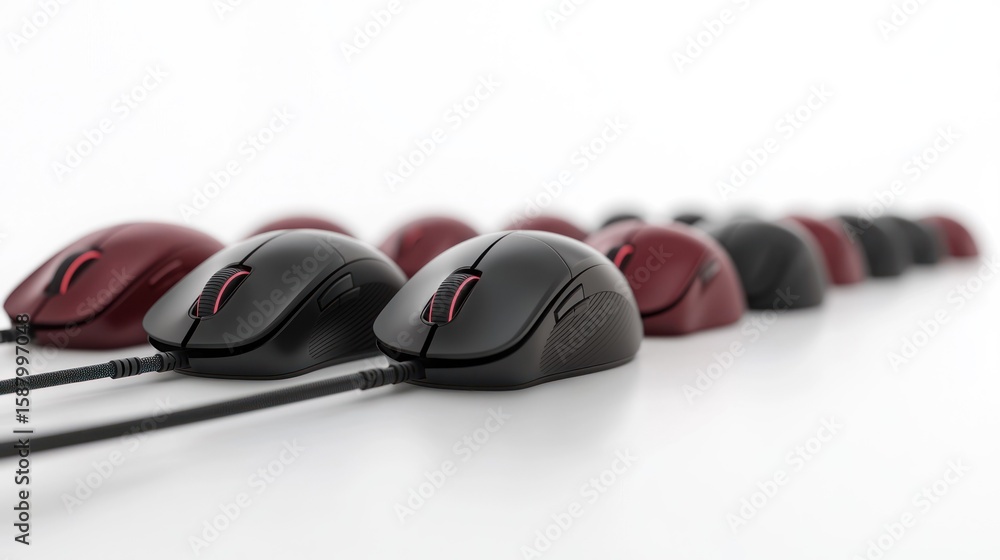 Aufkleber 3d render lineup of computer mice on white background